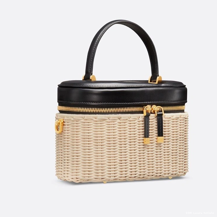Cheap Wicker Black Calfskin Vanity Dior Medium and Signature Case CD 0805 Luxury